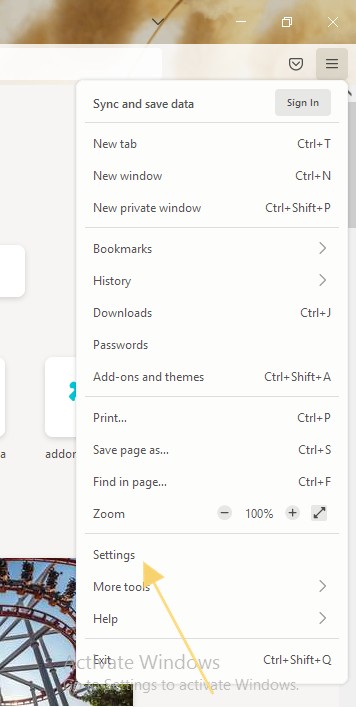 Click Settings