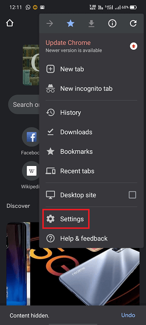 Settings Android. how to stop chrome notifications