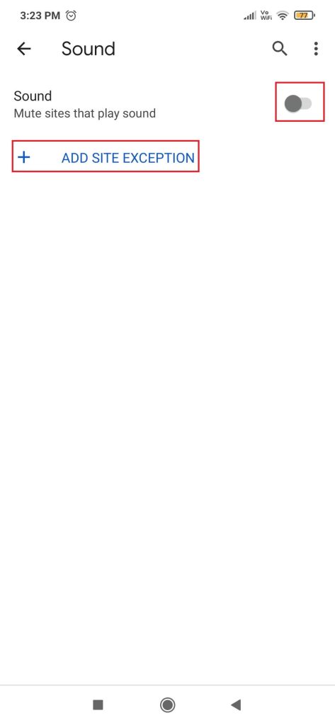 Turn on mute tab for sites you visit