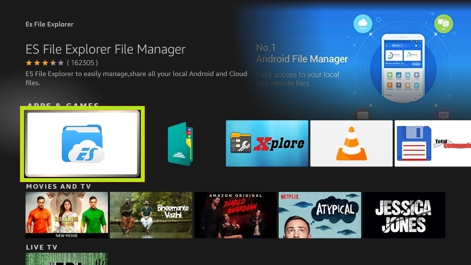 Install ES File Explorer on Firestick
