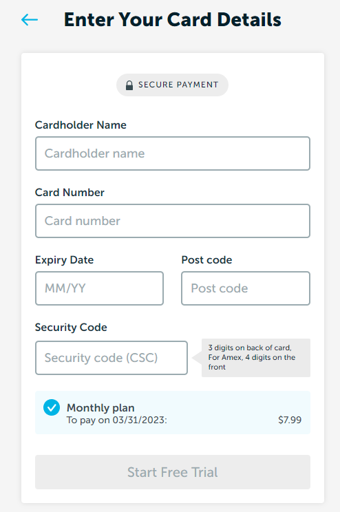 Enter the Credit Card details correctly