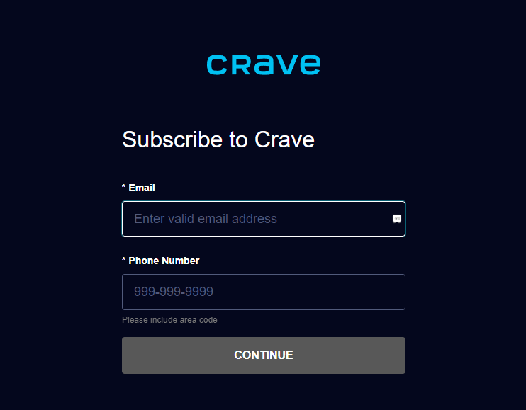 Enter the Email ID and Phone number to get Crave Free Trial