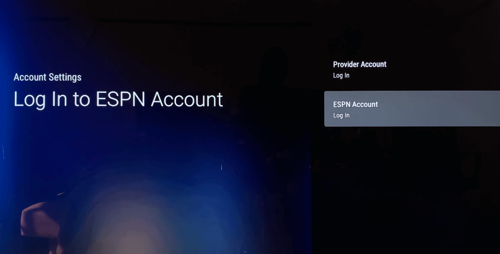 Choose the ESPN Account