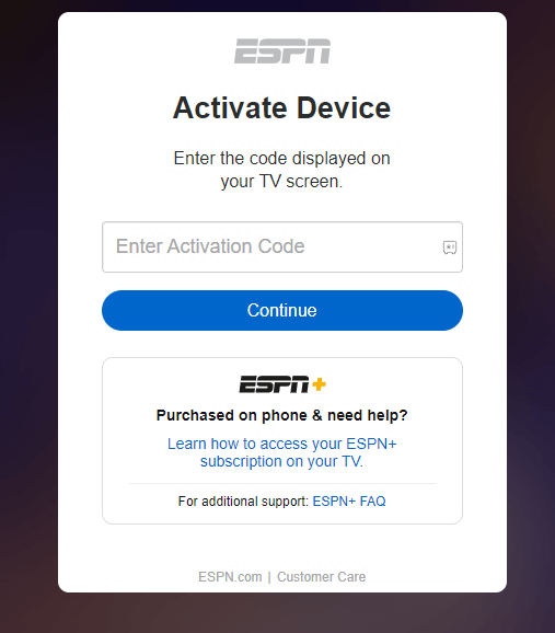 Enter the Activation code