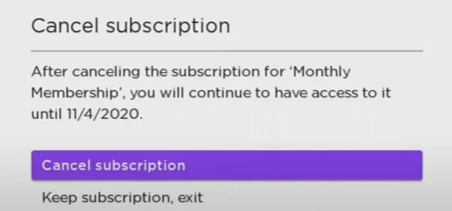 Hit Cancel subscription