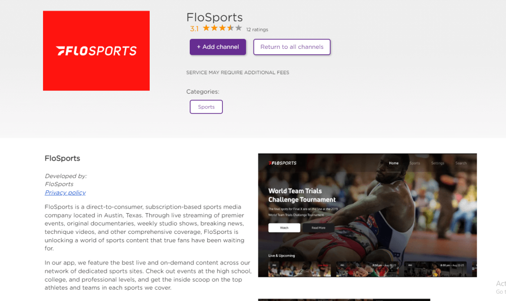 Add FloSports on Roku