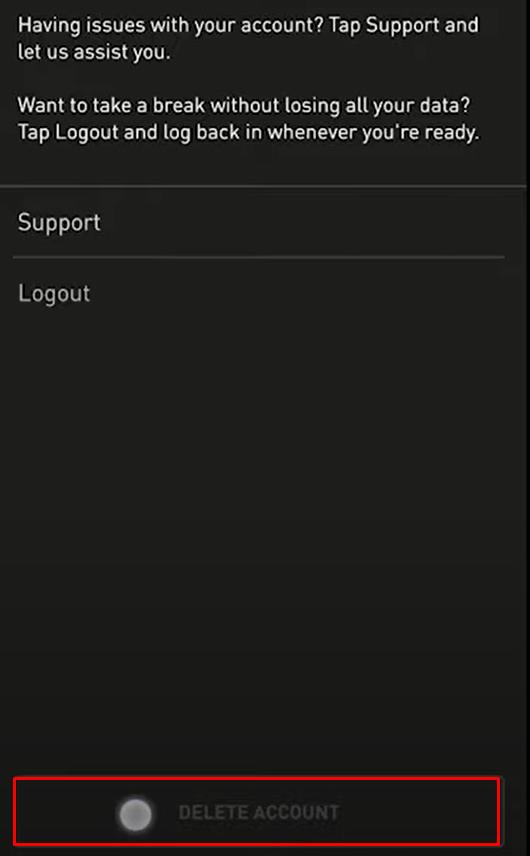 Tap Delete account