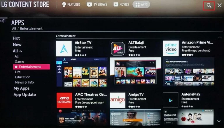 Search for Hulu on LG Smart TV