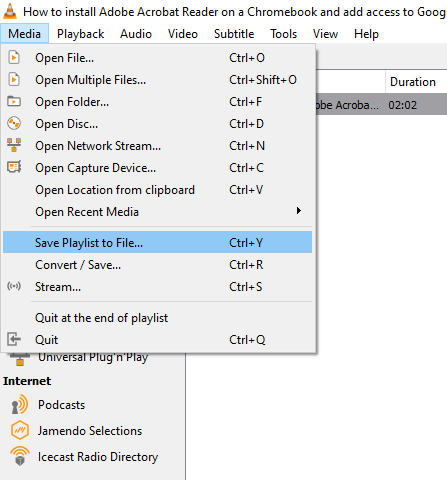 Click Save Playlist to File. 