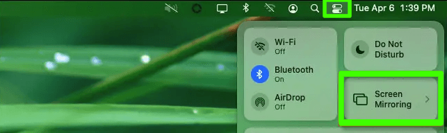 Click the Screen Mirroring option