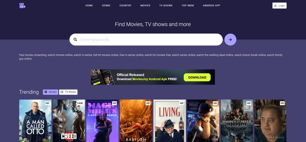 MoviesJoy home page 