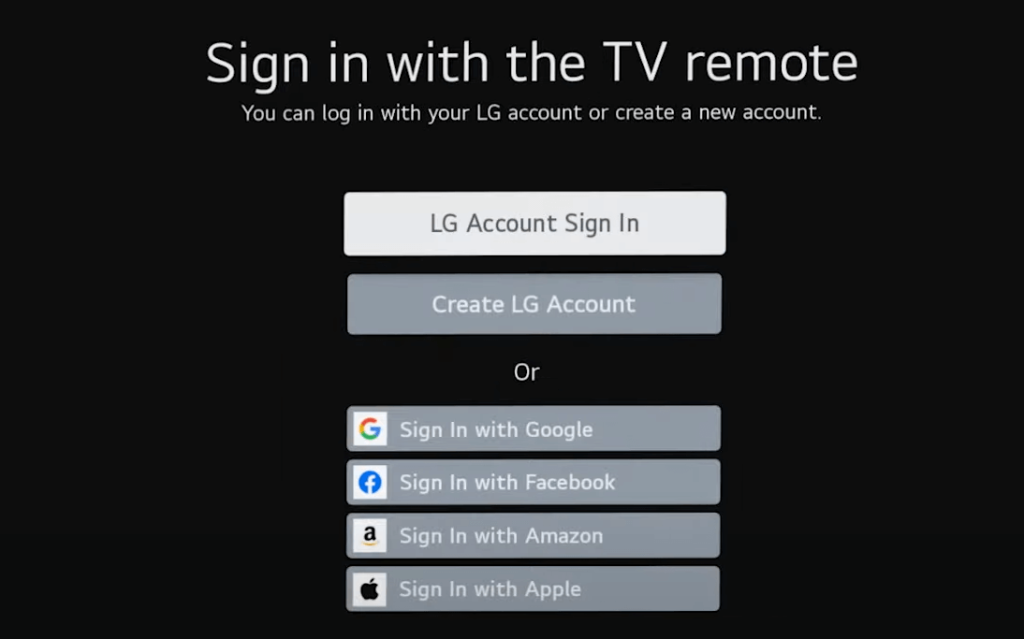 Login with your LG account