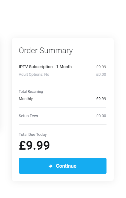 Tap Continue to get Necro IPTV subscription 