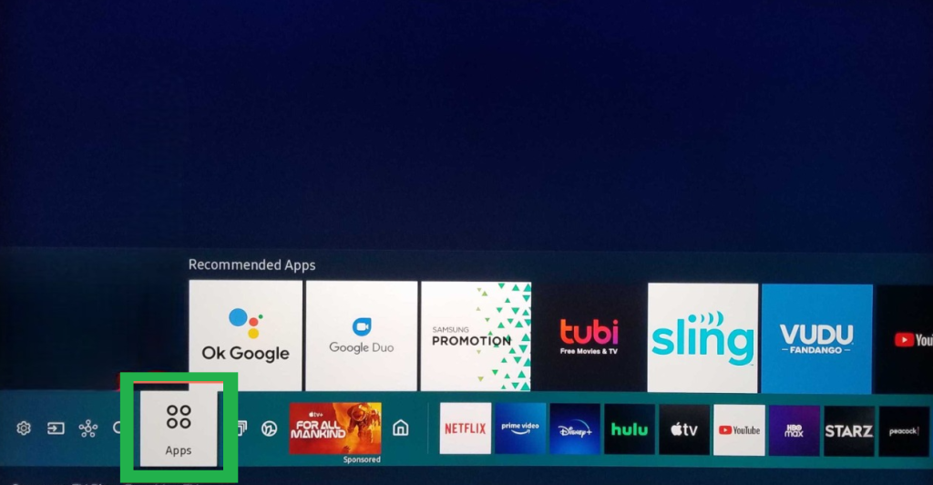 Click Apps on Samsung TV