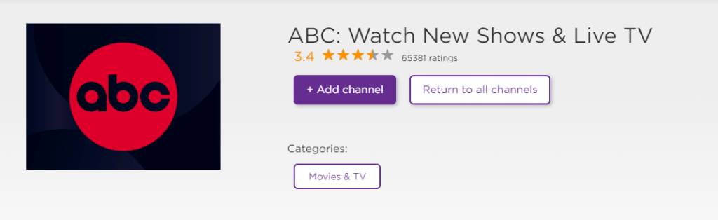 Official ABC app on Roku