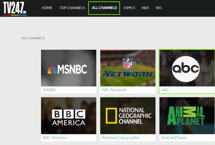 Click all channels and select  ABC