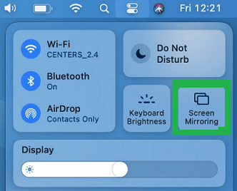 Enable the Screen mirroring on Mac