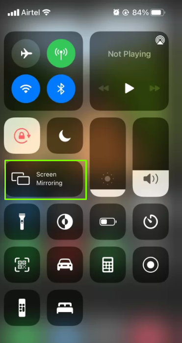 Tap the Screen Mirroring option