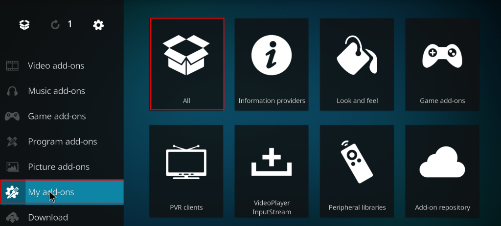 Click All on Kodi