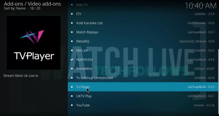 TV Player Kodi Addon