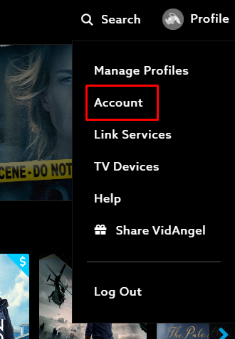 Click Account on VidAngel