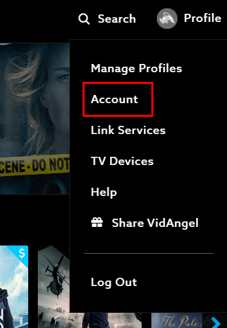 Click Account on VidAngel 