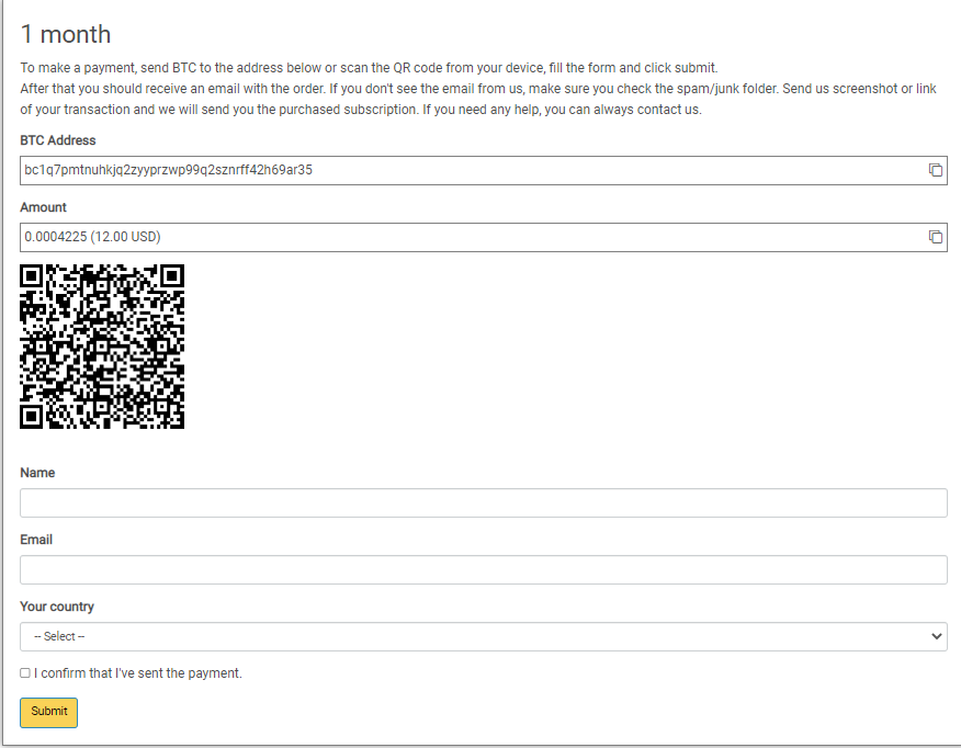Follow all the process and click on the Submit to signup for Yeah IPTV