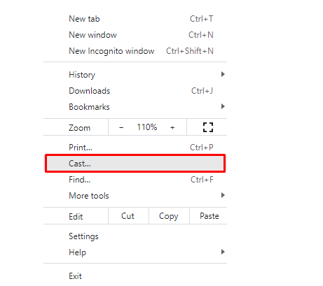 Click the Cast option