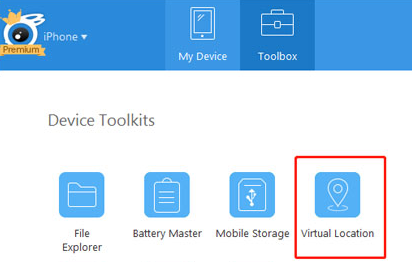 Select Toolbox and choose Virtual Location