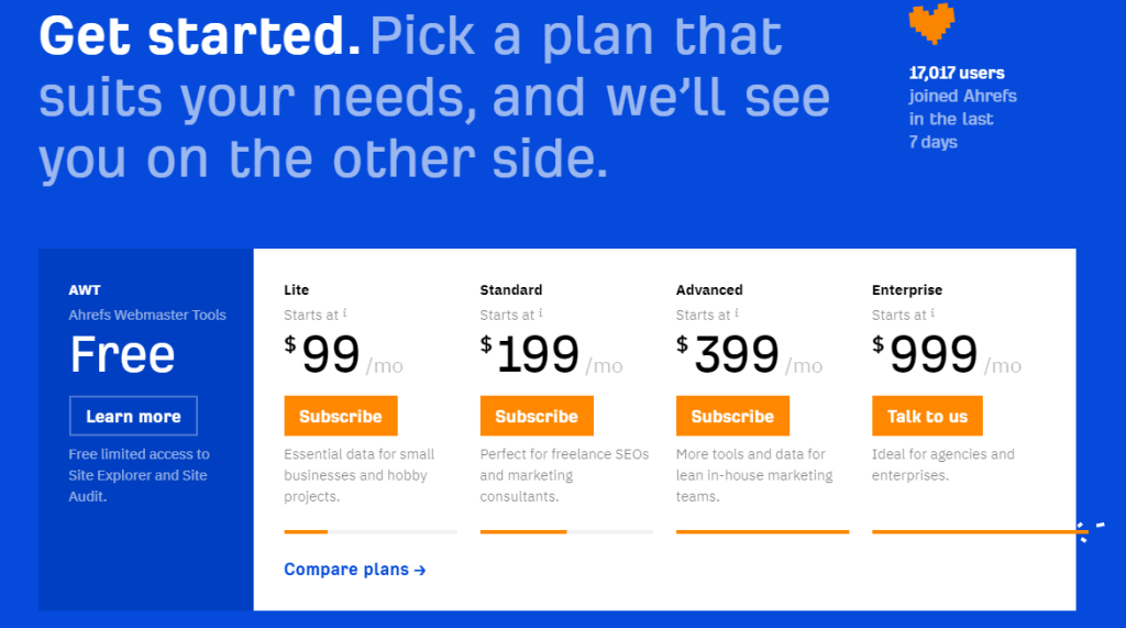 Click on Compare Plans