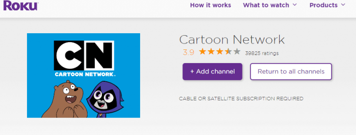 Install Cartoon Network on Roku Website