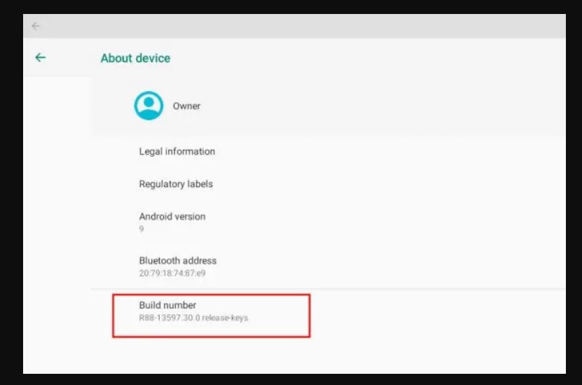 Click Build Number