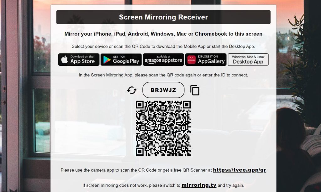 QR Code for screen mirroring