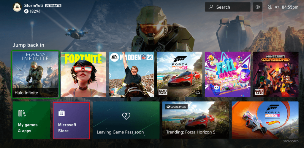 Launch Microsoft Store on Xbox One