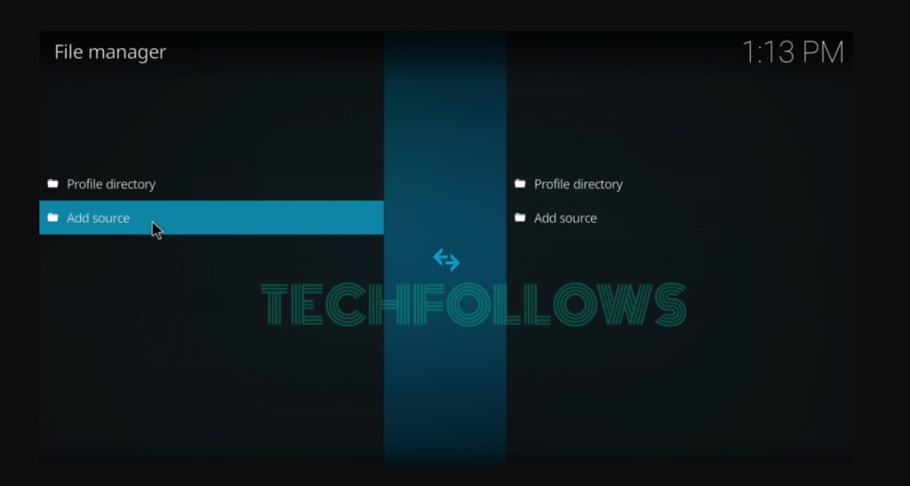 Tap Add Source on Kodi