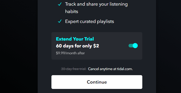 Get a 2-month Free Trial on Tidal