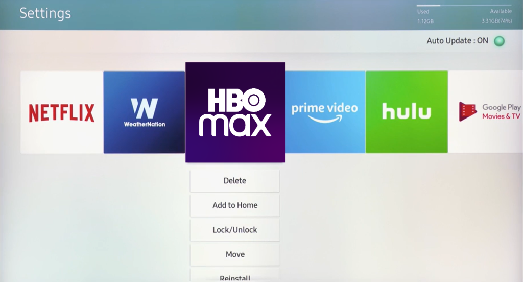 Select Delete to Fix HBO Max Not Working on Samsung TV
