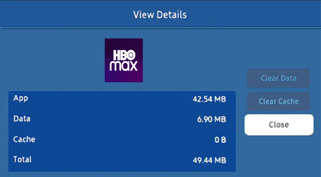Hit Clear Cache to Fix HBO Max Not Working on Samsung TV