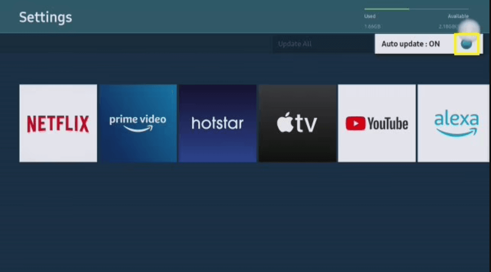 Turn on auto update to Fix HBO Max Not Working on Samsung TV
