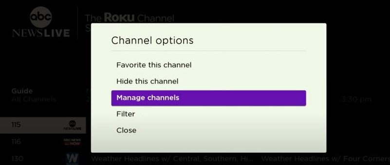 Select Manage Channels
