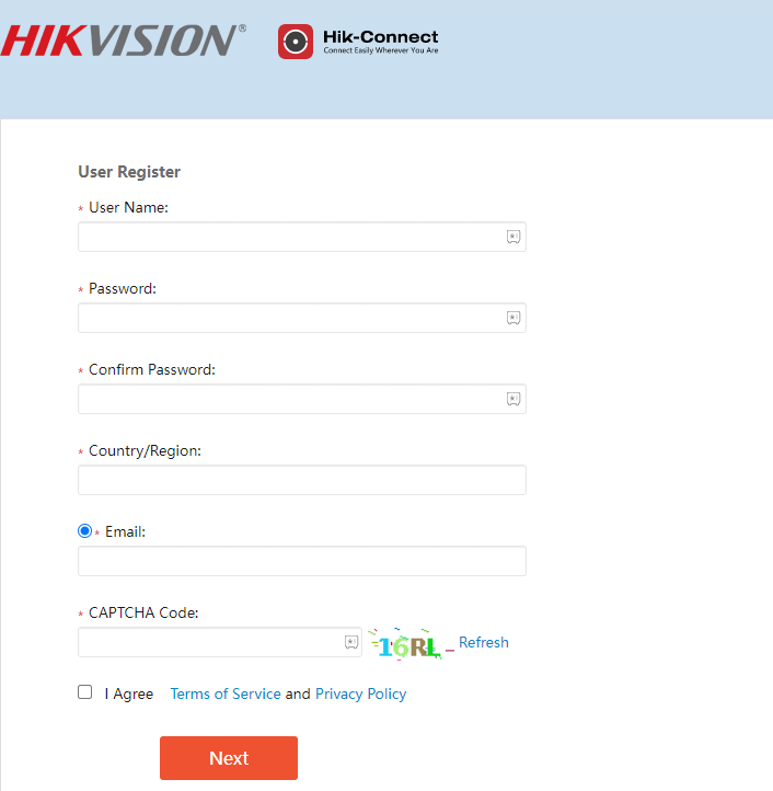Register for Hik-Connect