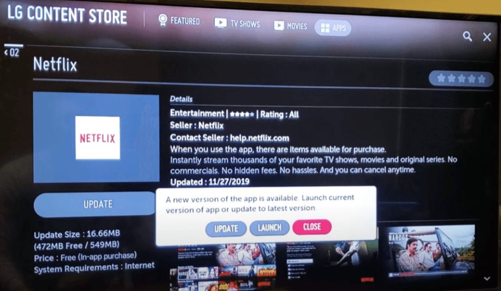 Update apps on LG TV