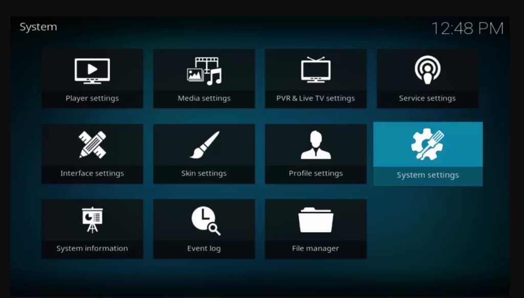 Kodi System page