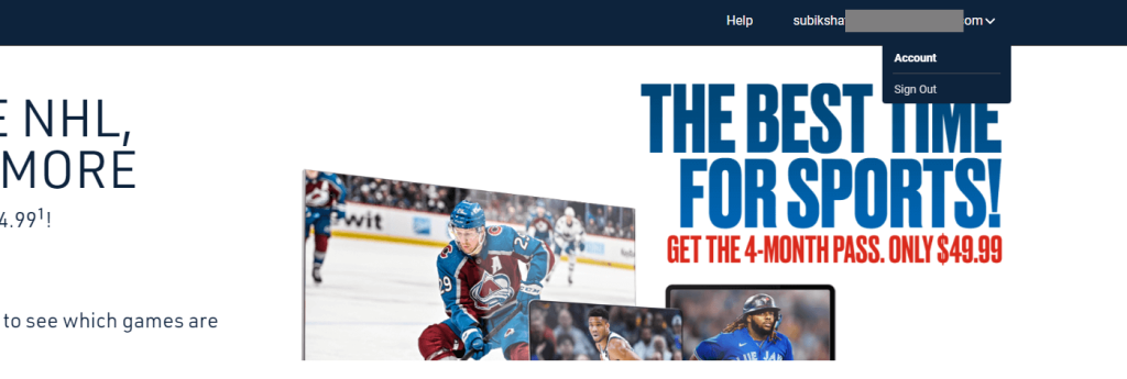 Select Account to cancel Sportsnet Now Free Trial