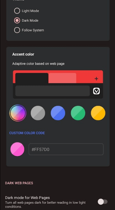 Check in the Dark Mode to Enable Dark Mode on Vivaldi Browser