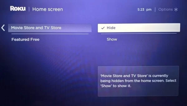 Hide the App Store on Roku