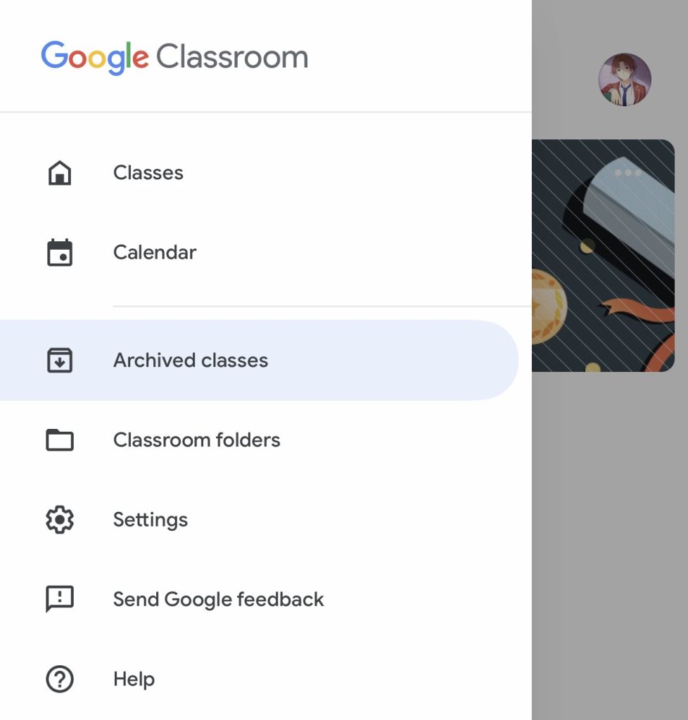 Select Archived Classes from Google Classroom