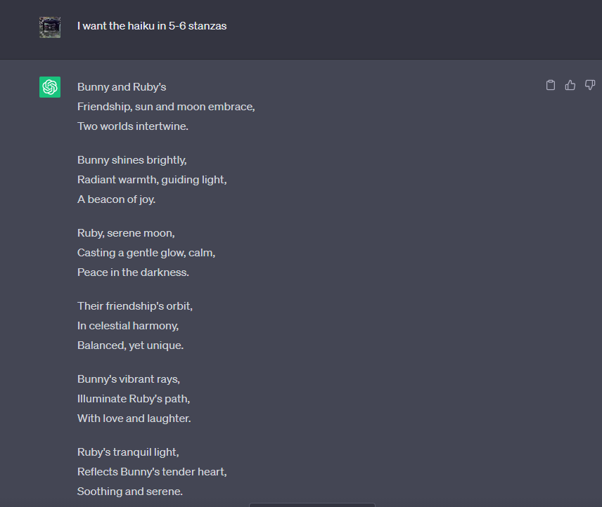 Prompt the Poem stanzas on ChatGPT