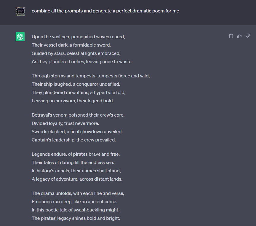 Create a perfect dramatic poem using ChatGPT