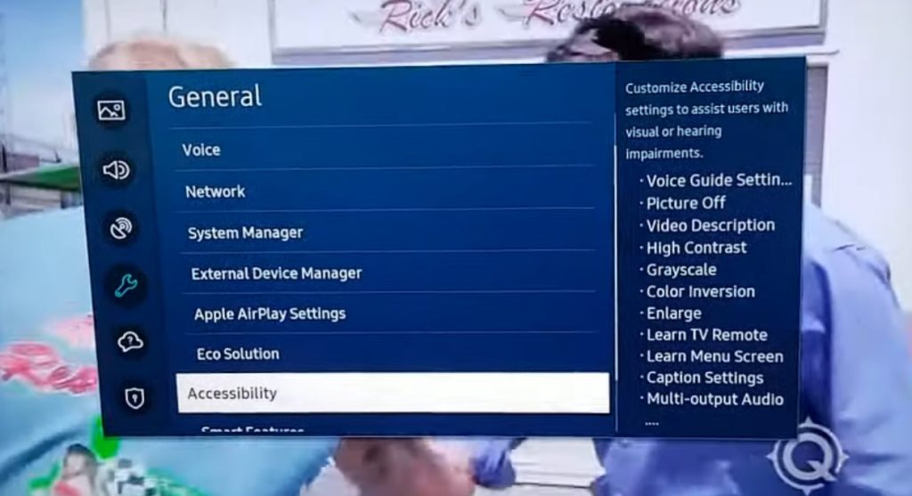 Accessibility Settings on Samsung TV
